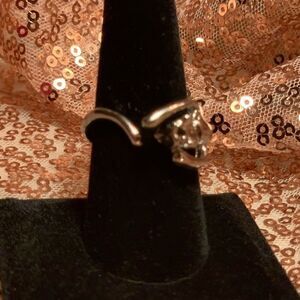 Flexible Kitty Ring with Black Stone Eyes